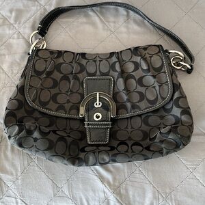 Coach Black and Gray Monogram Shoulder Bag